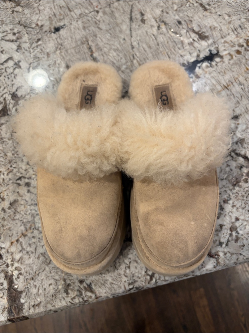 UGG Sheepskin Clog Slippers - Beige